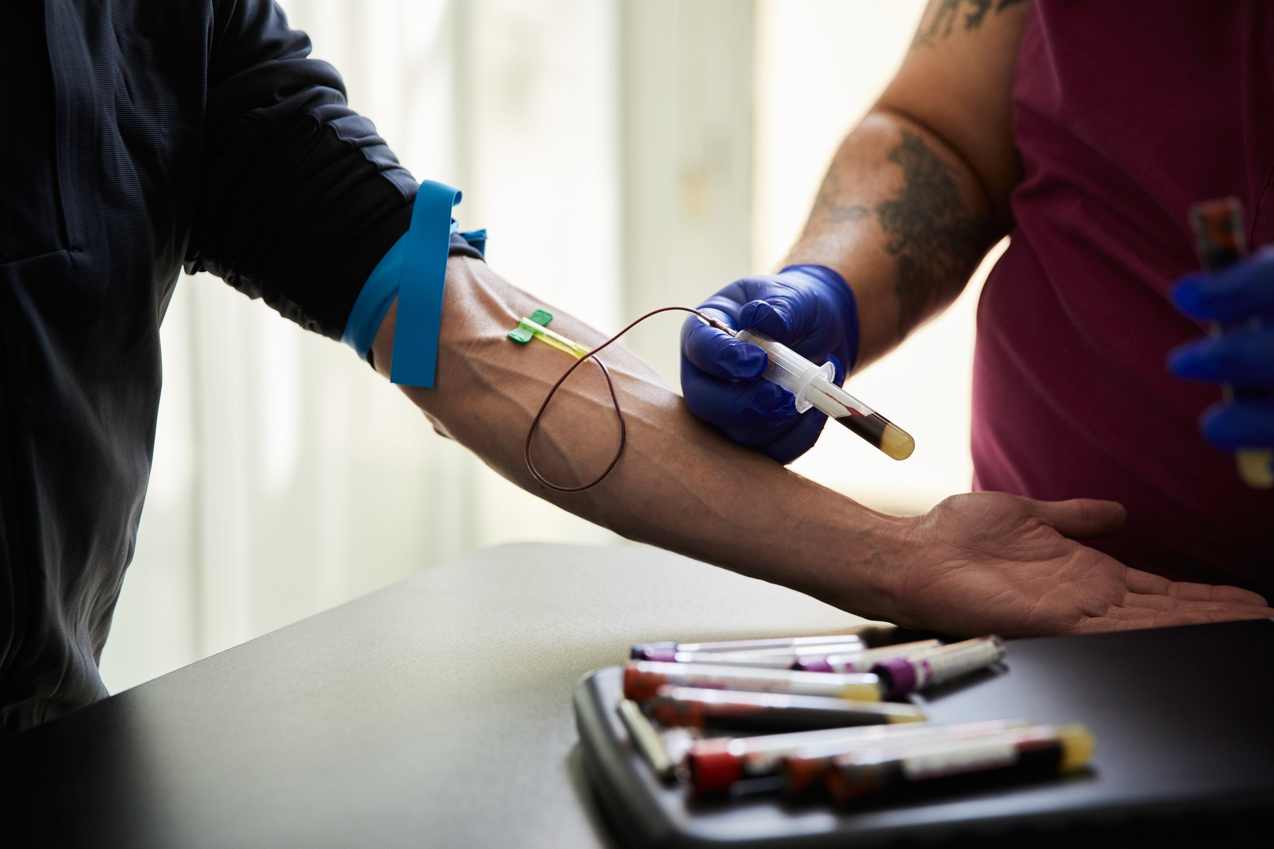 Blood draw for diagnostic testing, part of Fount's data collection
