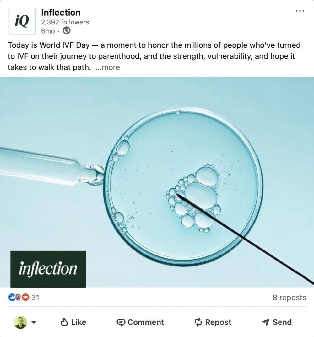 Inflection social content design featuring a petri dish visual